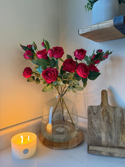 Red Garden Peony Rose Bouquet - NalaWillowCo