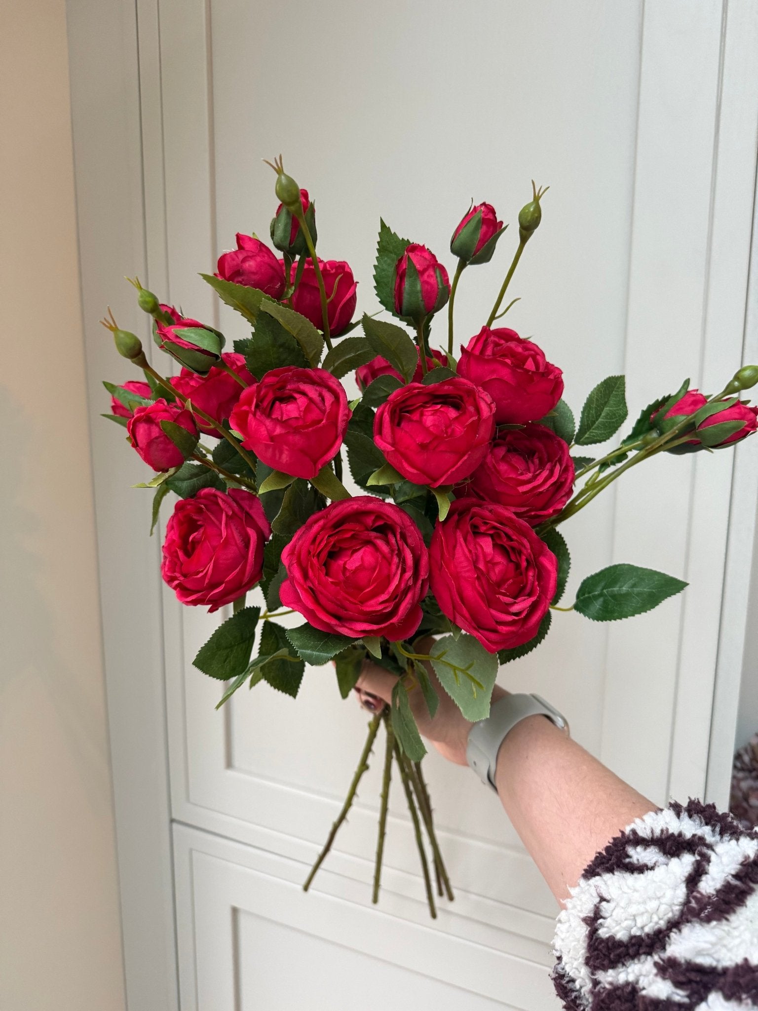 Red Garden Peony Rose Bouquet - NalaWillowCo