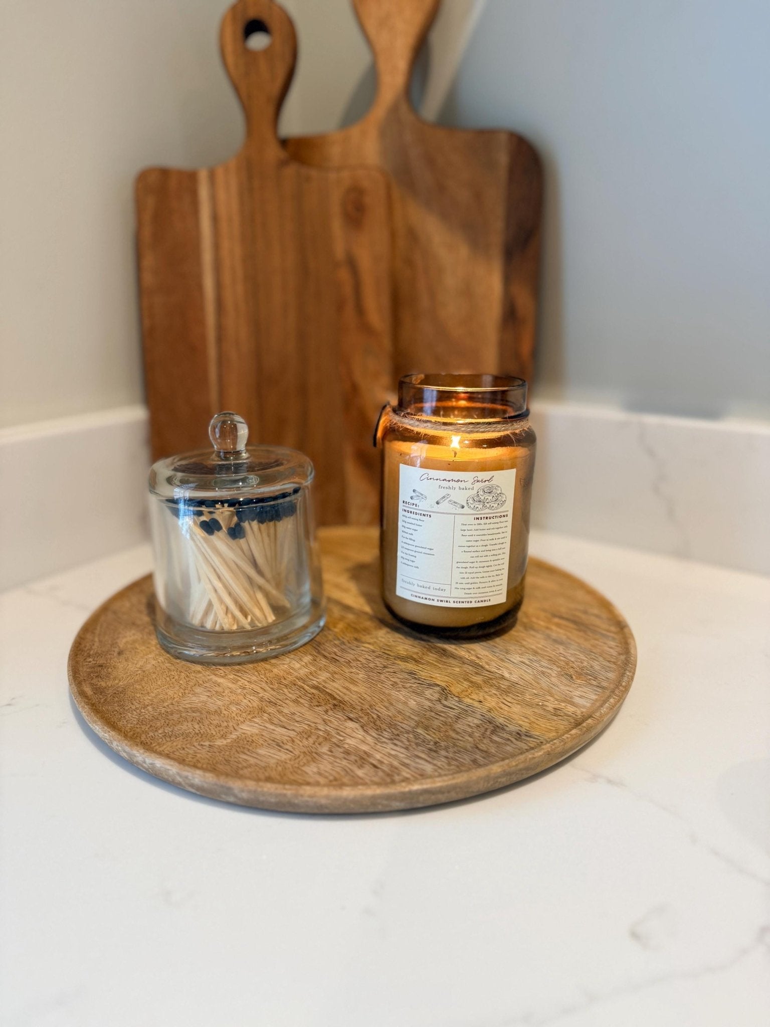 Round Mango Wood Decorative Tray | Natural Wooden Centrepiece - NalaWillowCo