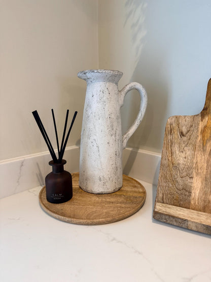 Round Mango Wood Decorative Tray | Natural Wooden Centrepiece - NalaWillowCo