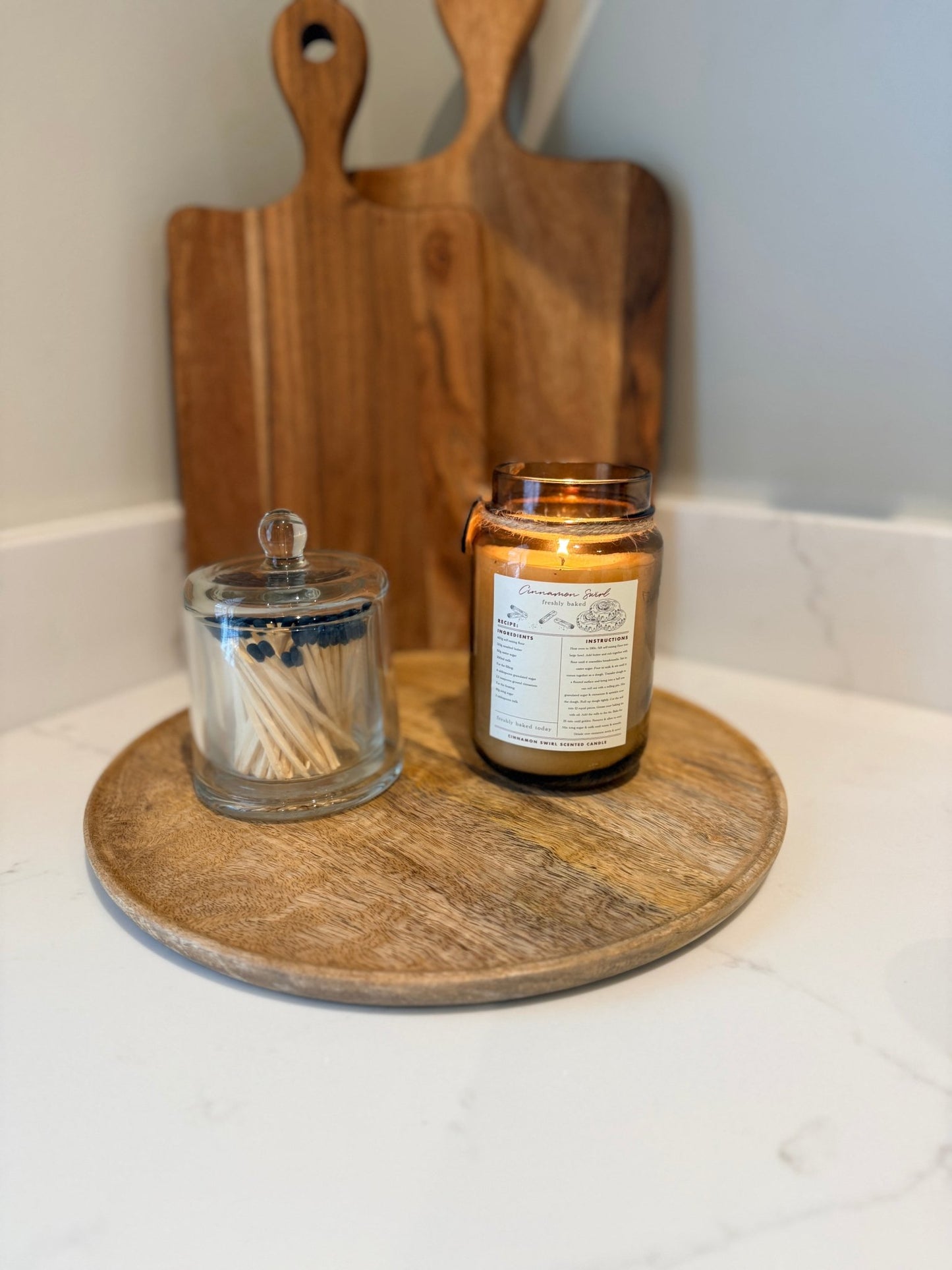 Round Mango Wood Decorative Tray | Natural Wooden Centrepiece - NalaWillowCo