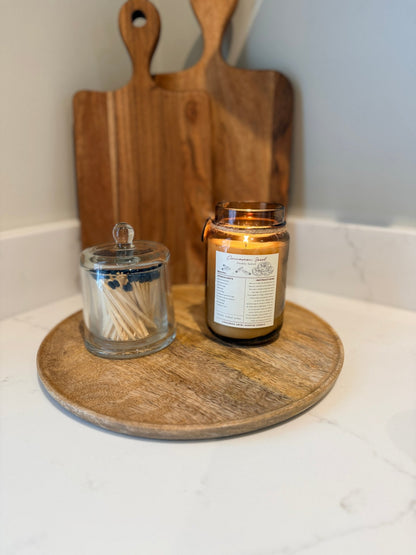Round Mango Wood Decorative Tray | Natural Wooden Centrepiece - NalaWillowCo