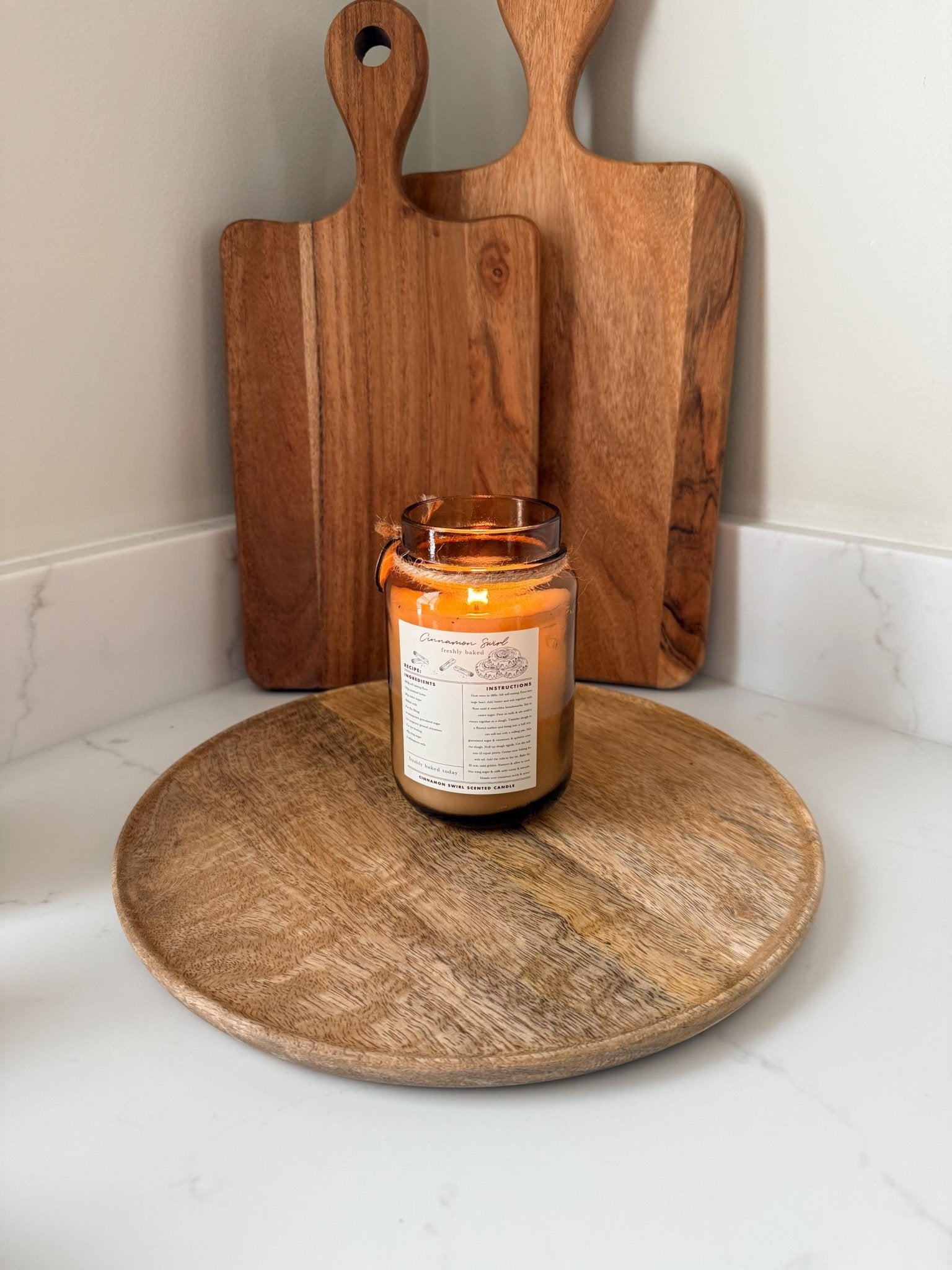 Round Mango Wood Decorative Tray | Natural Wooden Centrepiece - NalaWillowCo