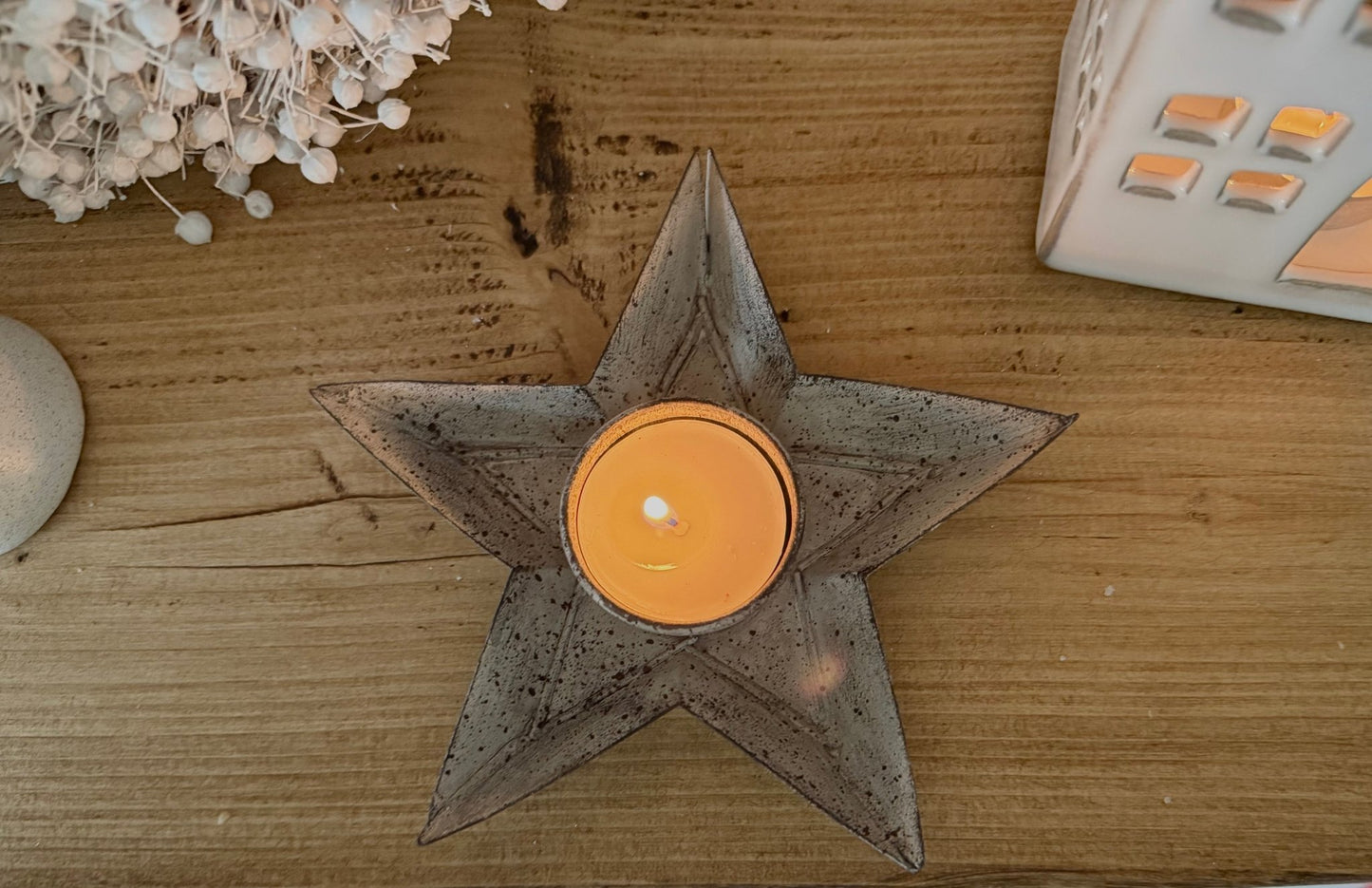 Rustic Metal Star Tealight Holder - NalaWillowCo