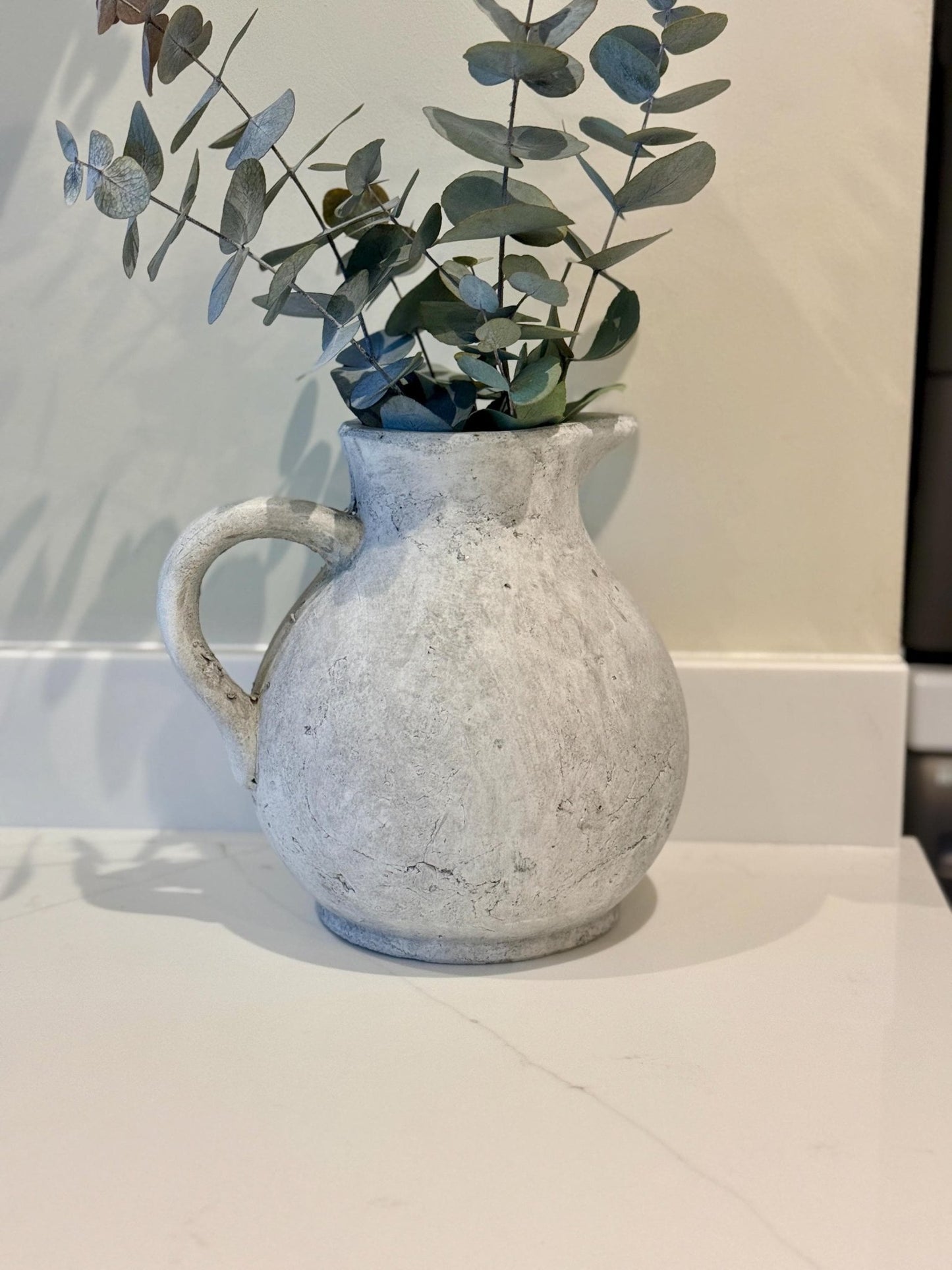 Rustic Stone Jug Vase – Distressed Grey Concrete Effect - NalaWillowCo