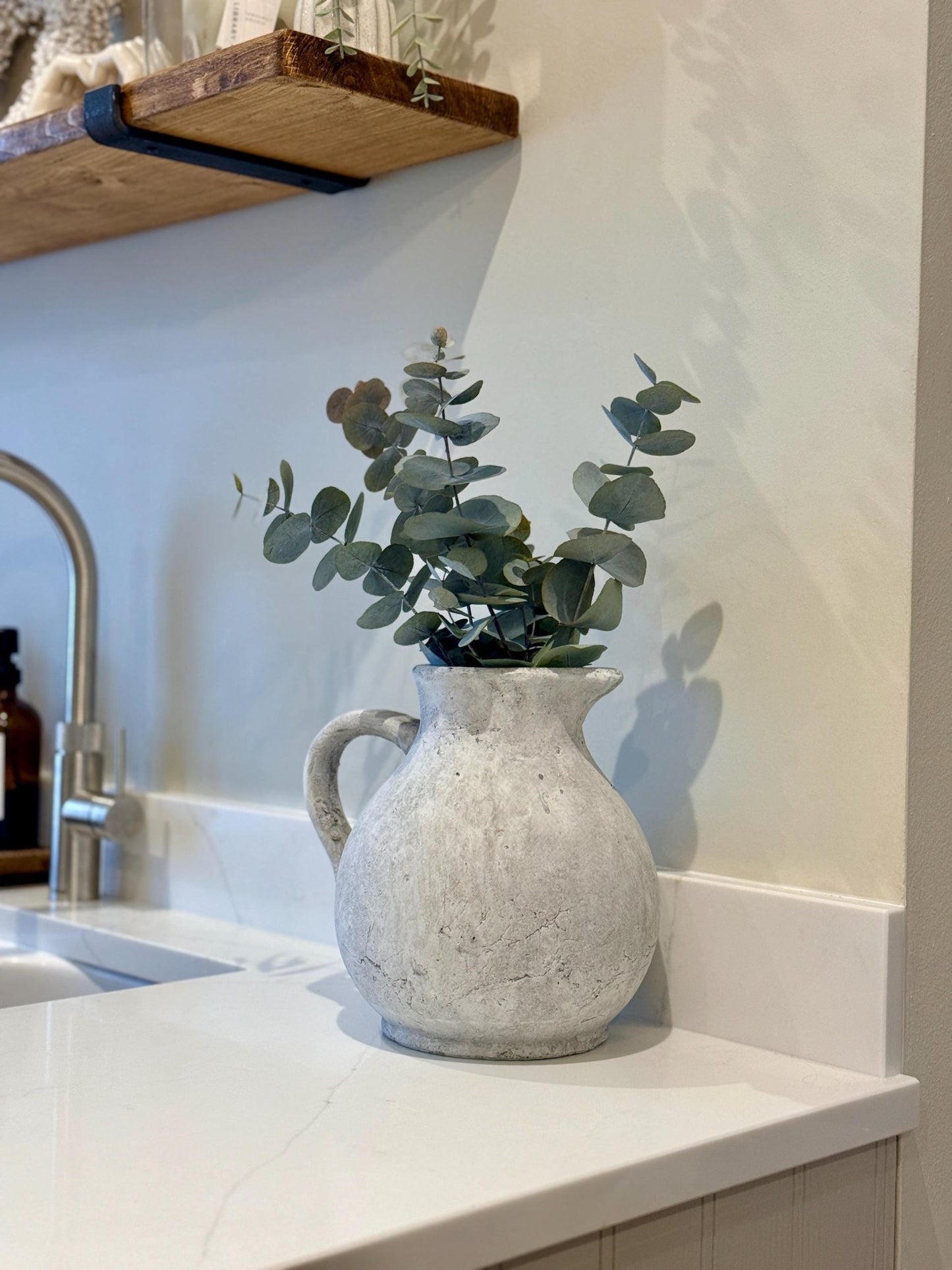 Rustic Stone Jug Vase – Distressed Grey Concrete Effect - NalaWillowCo