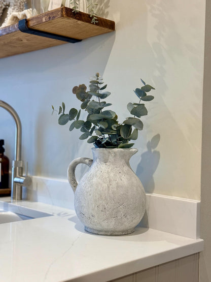 Rustic Stone Jug Vase – Distressed Grey Concrete Effect - NalaWillowCo