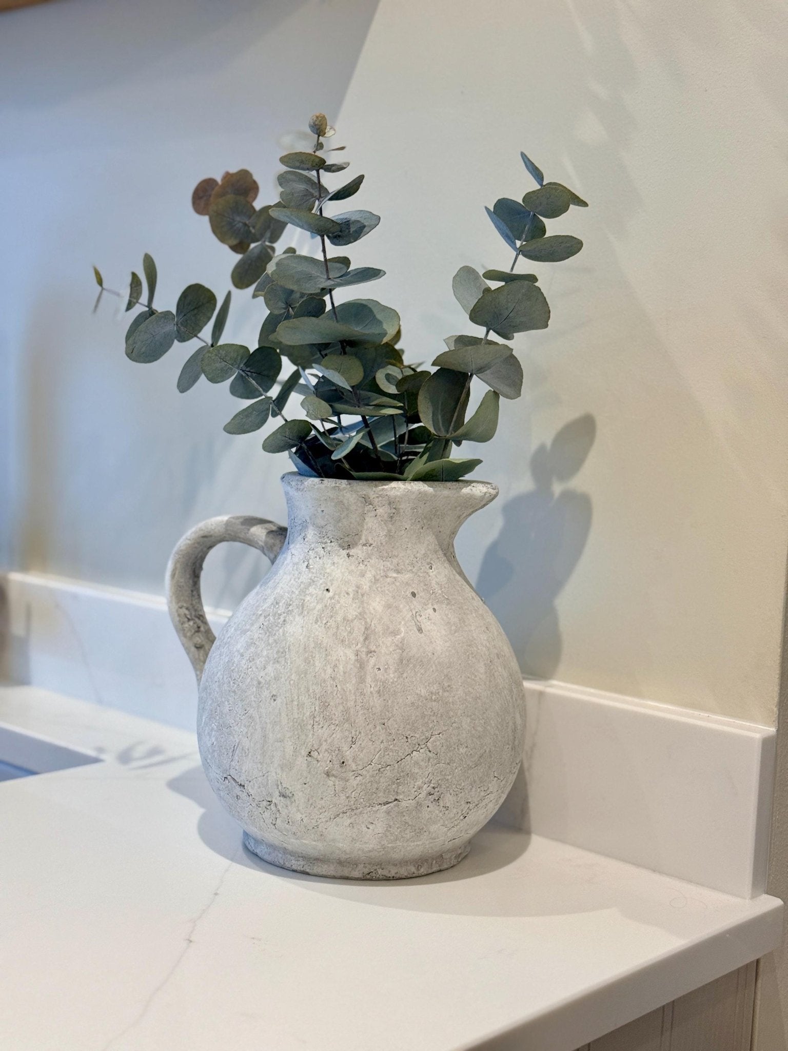 Rustic Stone Jug Vase – Distressed Grey Concrete Effect - NalaWillowCo