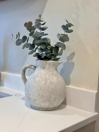 Rustic Stone Jug Vase – Distressed Grey Concrete Effect - NalaWillowCo