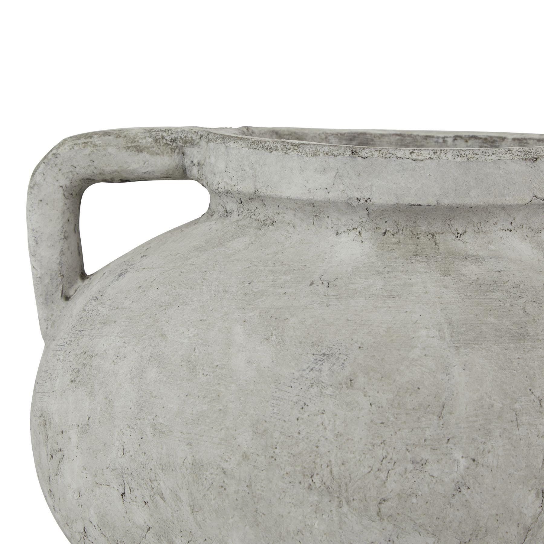 Rustic Stone Vase with Handles Distressed Concrete Finish - NalaWillowCo