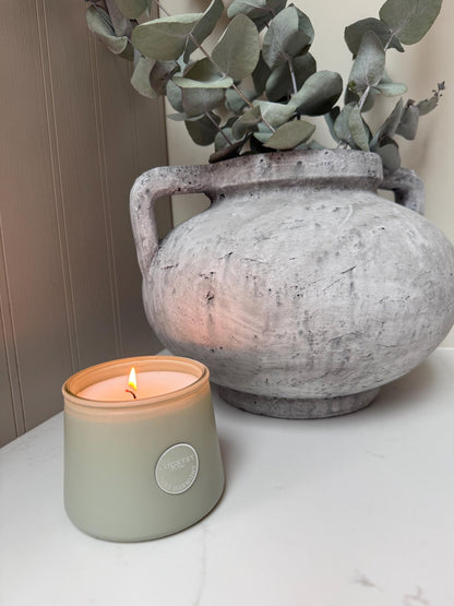 Rustic Stone Vase with Handles Distressed Concrete Finish - NalaWillowCo