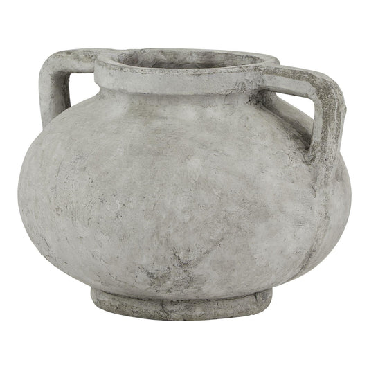 Rustic Stone Vase with Handles Distressed Concrete Finish - NalaWillowCo