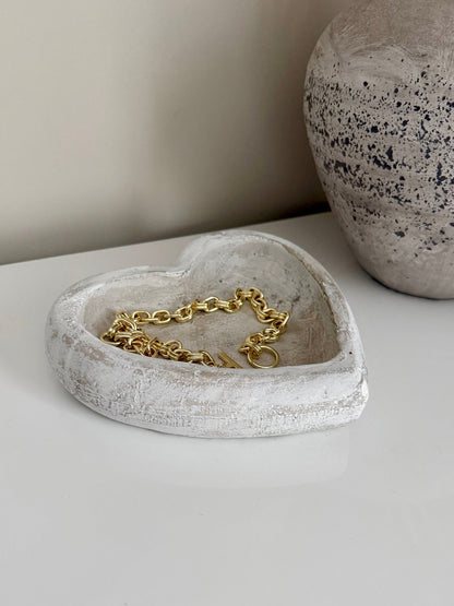 Rustic White Washed Grey Heart - Shaped Stone Trinket Dish - NalaWillowCo