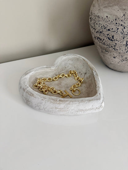 Rustic White Washed Grey Heart - Shaped Stone Trinket Dish - NalaWillowCo