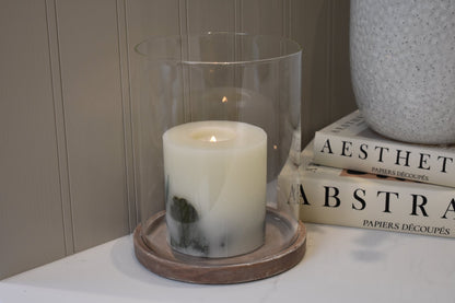 Stone Effect Brown Glass Hurricane Candle Holder Lantern - NalaWillowCo