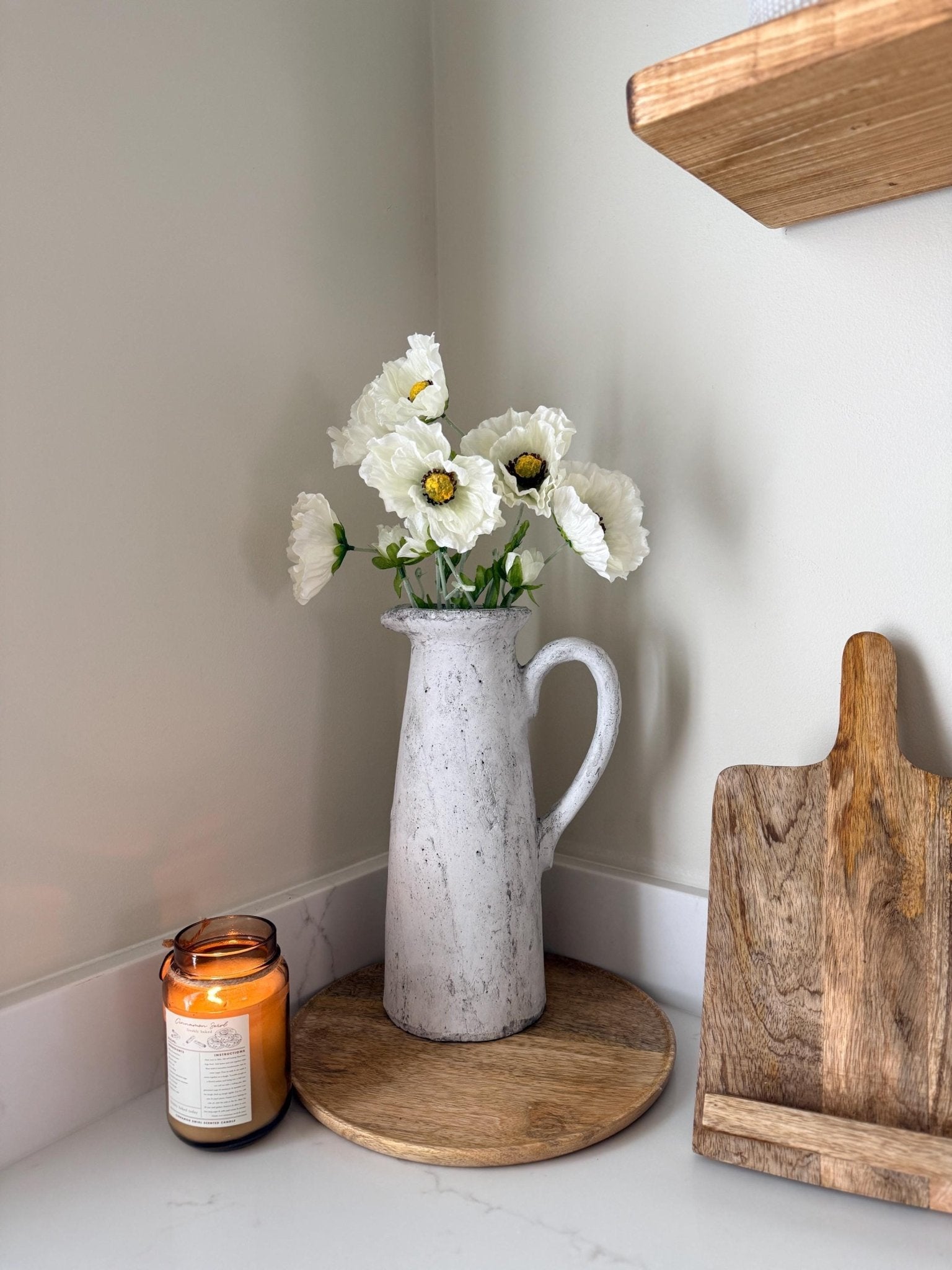 Tall Poppy Stems in Pink & White – Artificial Flowers | Realistic Poppies for Vases, Rustic Farmhouse Modern Home Decor - NalaWillowCo
