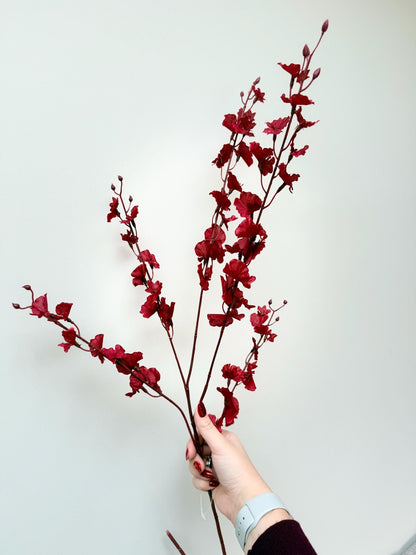 Tall Red Faux Orchid Stems – 91cm | Artificial Flower Stems - NalaWillowCo