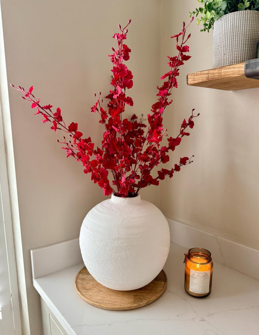 Tall Red Faux Orchid Stems – 91cm | Artificial Flower Stems - NalaWillowCo