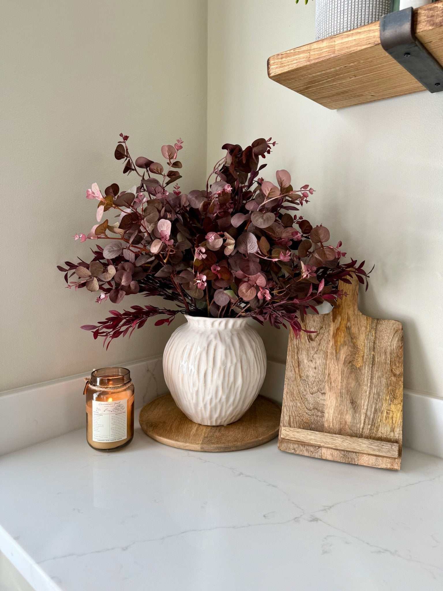 Textured White Ceramic Vase – Numa Round Vase - NalaWillowCo