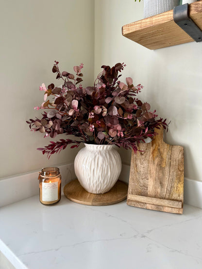 Textured White Ceramic Vase – Numa Round Vase - NalaWillowCo
