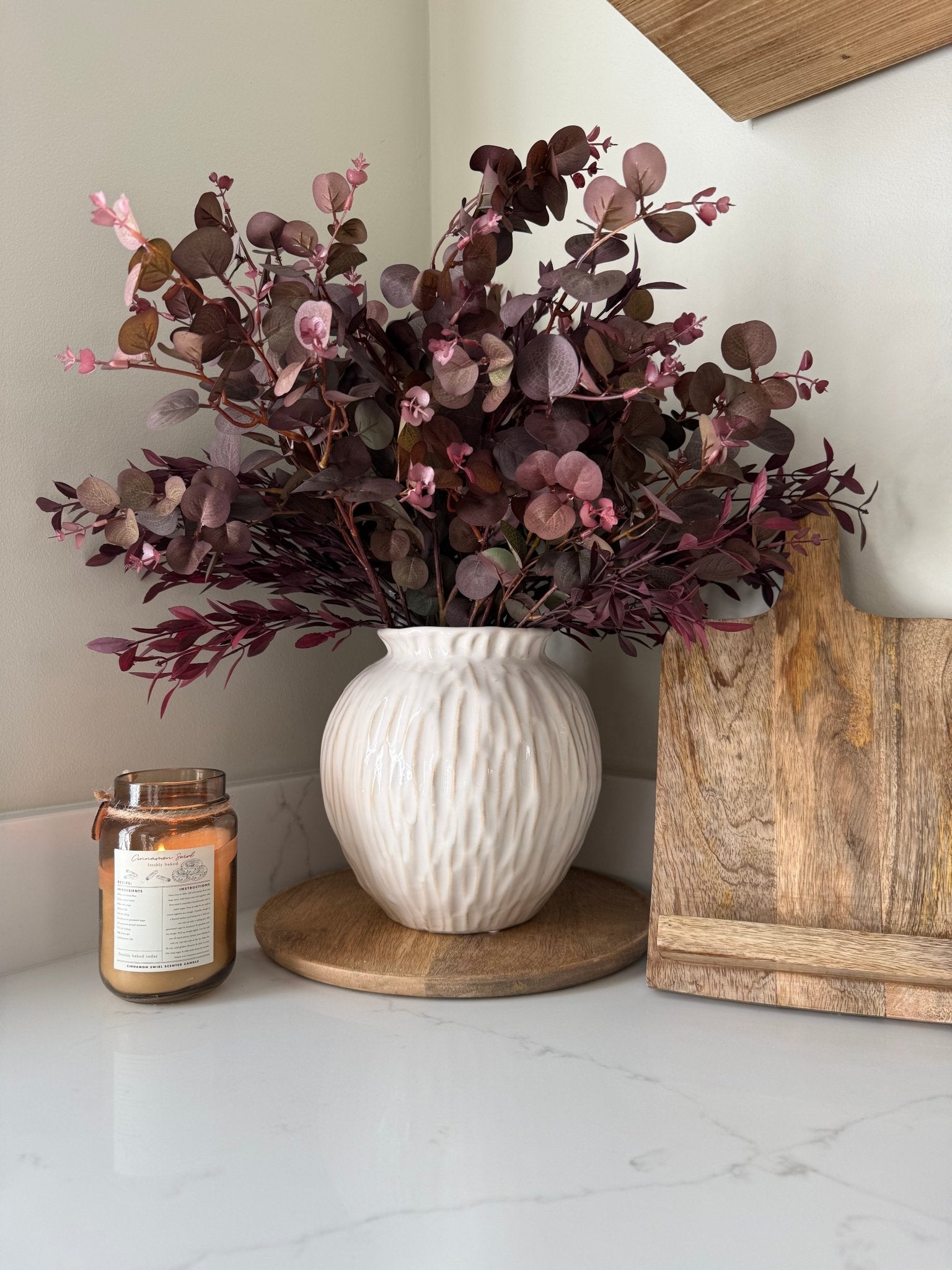 Textured White Ceramic Vase – Numa Round Vase - NalaWillowCo