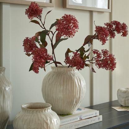 Textured White Ceramic Vase – Numa Round Vase - NalaWillowCo