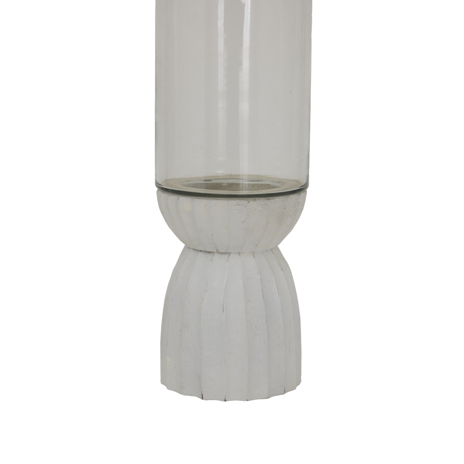 White Carved Glass Hurricane Lantern - NalaWillowCo