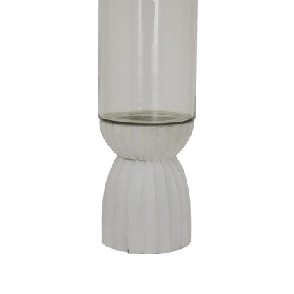 White Carved Glass Hurricane Lantern - NalaWillowCo