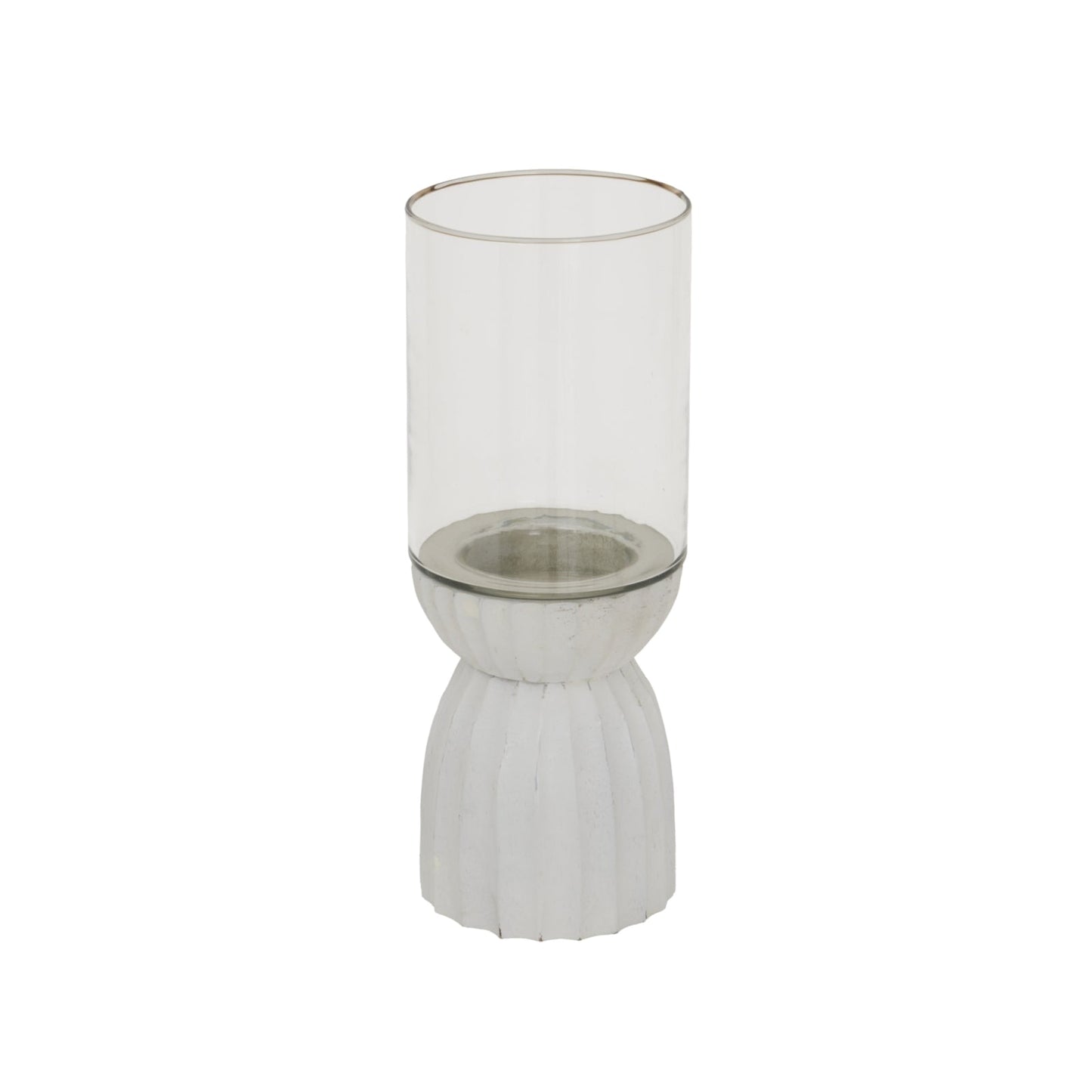 White Carved Glass Hurricane Lantern - NalaWillowCo