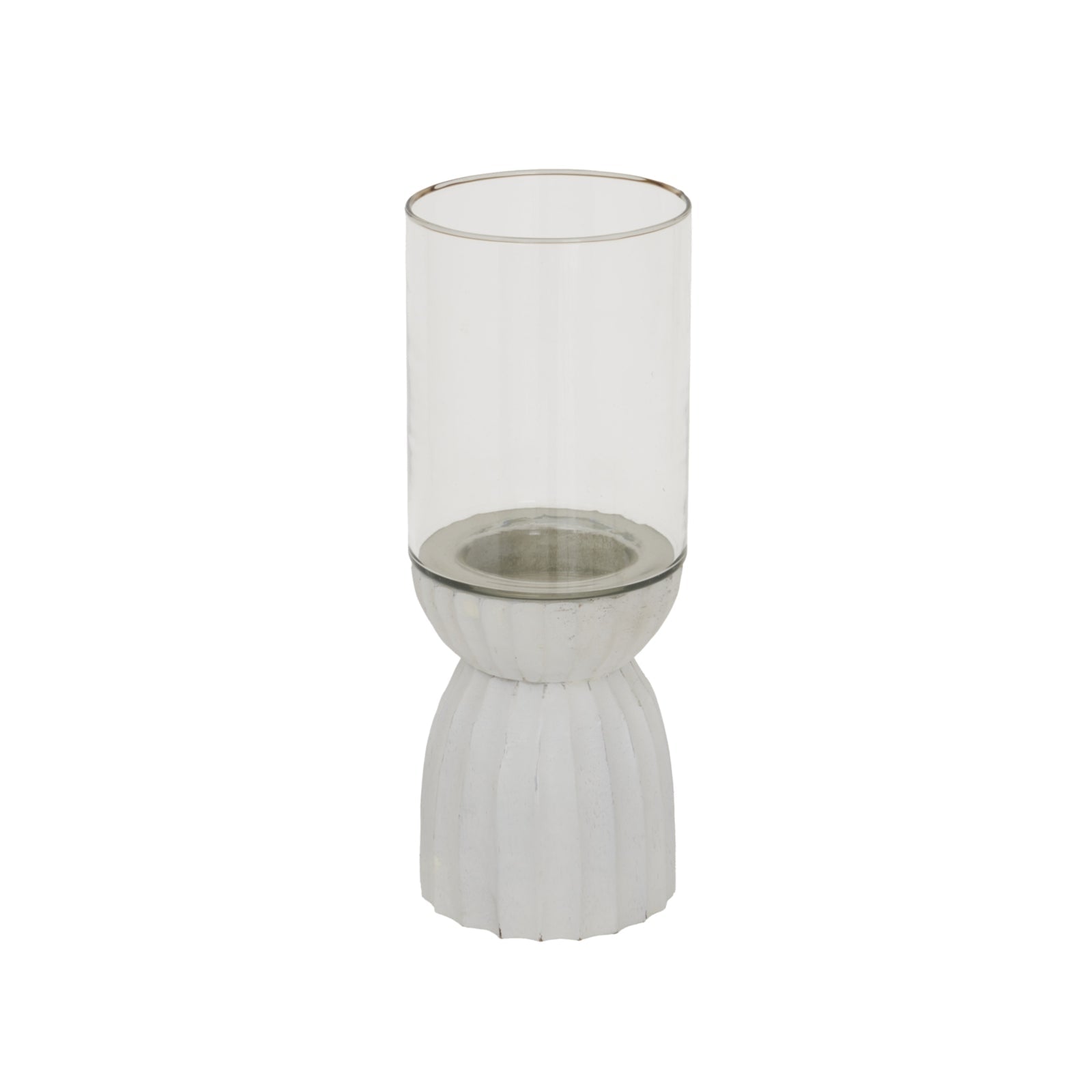 White Carved Glass Hurricane Lantern - NalaWillowCo