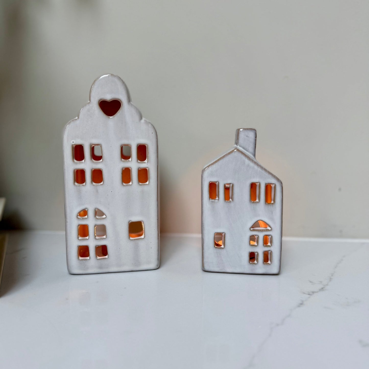White Ceramic House Tealight Holder - NalaWillowCo