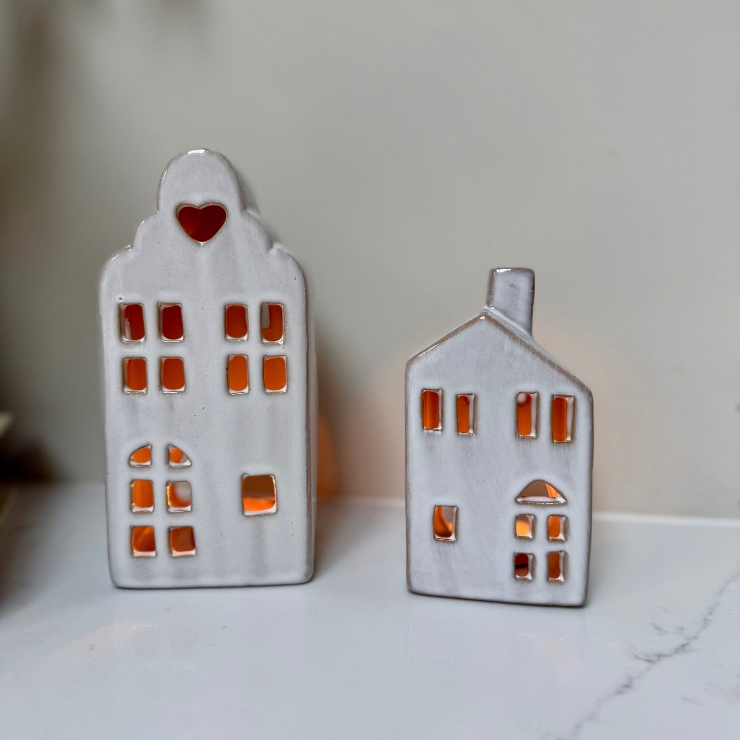 White Ceramic House Tealight Holder - NalaWillowCo
